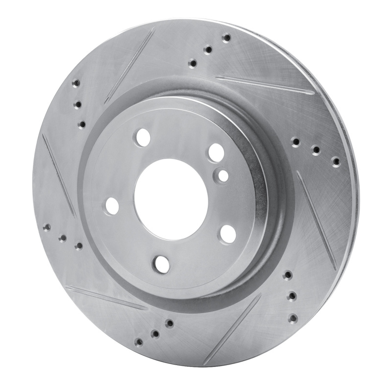 Mercedes-Benz GLA250 Brake Rotor (1) - Rear Left - R1 Concepts - Drilled & Slotted - Silver - `14-`19